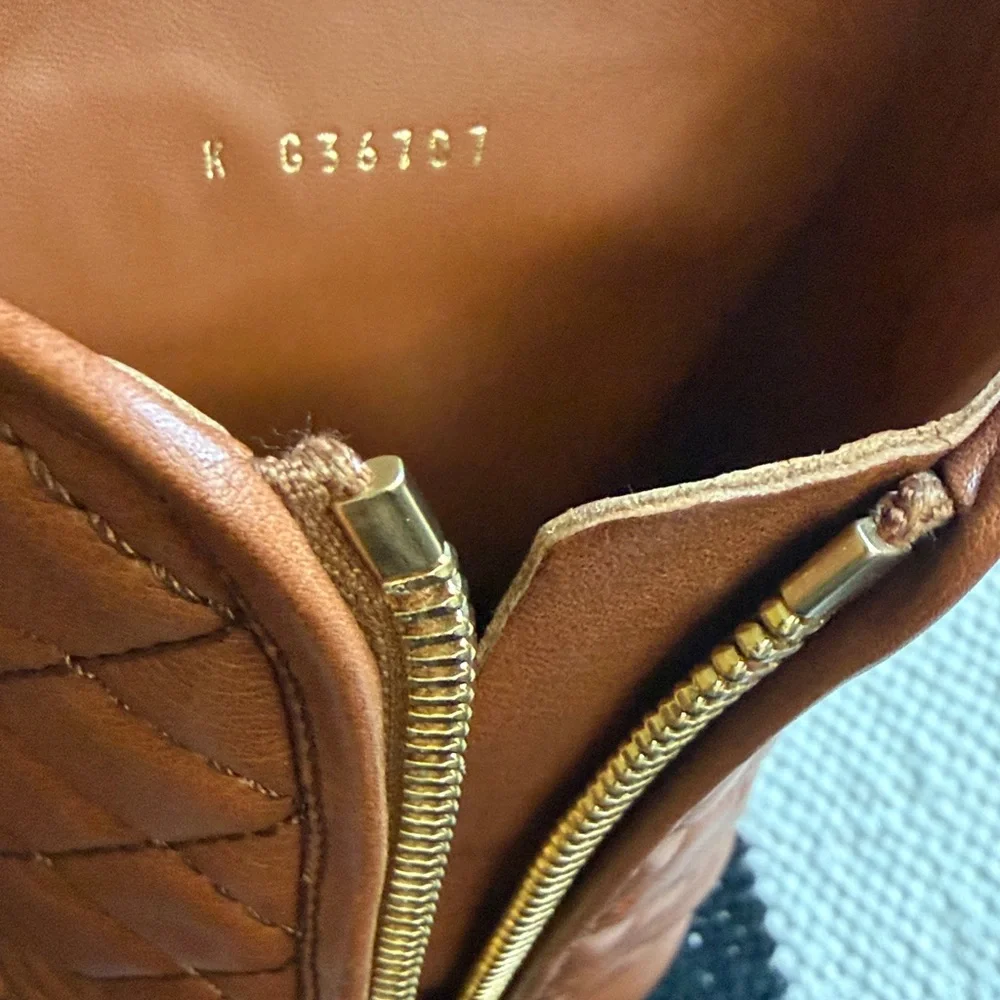 Chanel CC Quilted Leather Mid Calf Caramel Brown Boots 37.5